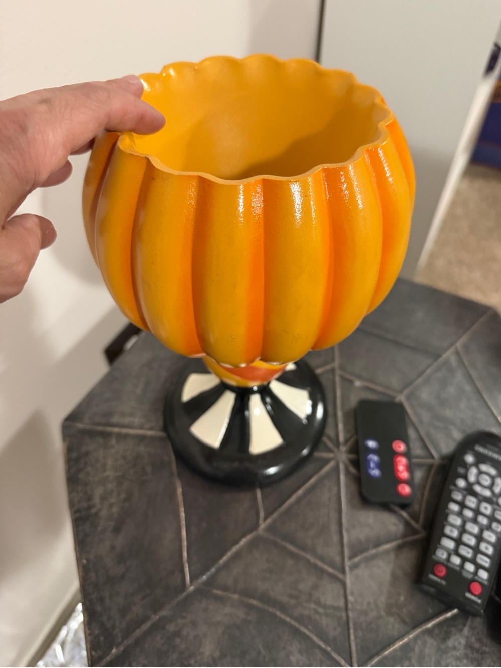 Pumpkin Decorative Goblet Candy Bowl Halloween Decor like Mackenzie Child - Picture 3 of 4